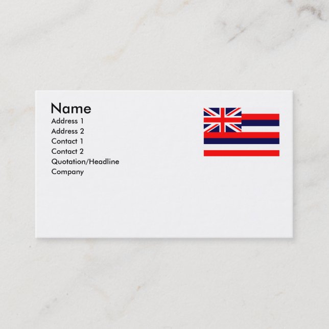 CARTE DE VISITE HAWAÏ (Devant)