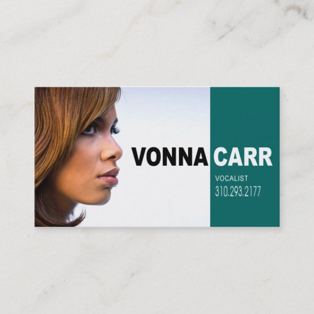 Carte De Visite Headshot de chanteur pour le musicien de chanteur (Devant)