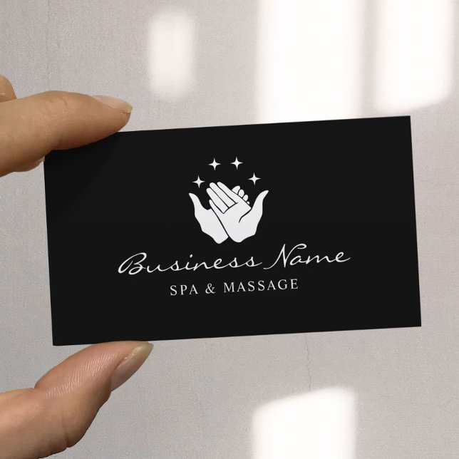 Carte De Visite Healing Hands Wellness SPA Black Massage Thérapie (Créateur téléchargé)
