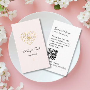 Carte De Visite Heart Mandala Yoga Massage Wellness QR Code