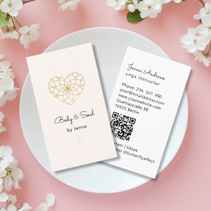 Carte De Visite Heart Mandala Yoga Massage Wellness QR Code