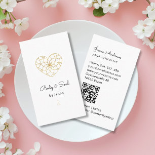 Carte De Visite Heart Mandala Yoga Massage Wellness QR Code