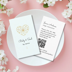 Carte De Visite Heart Mandala Yoga Massage Wellness QR Code