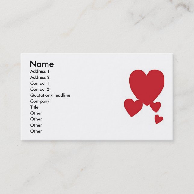Carte de visite Hearts (Devant)