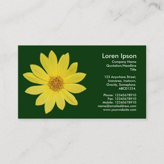 Carte De Visite Helianthus (Fleur du Soleil) - Vert foncé (Devant)