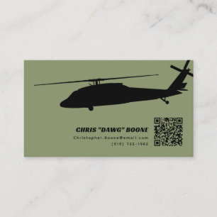 Carte De Visite Hélicoptère Blackhawk moderne noir et vert