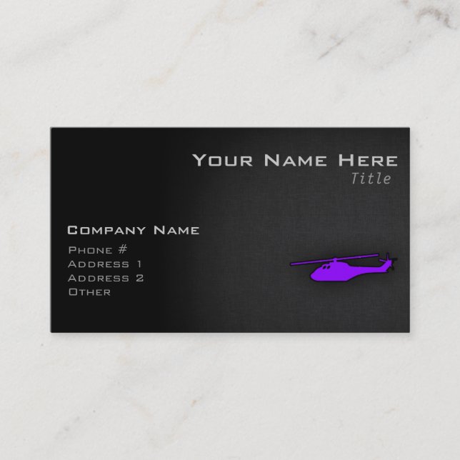 Carte De Visite Hélicoptère violet (Devant)