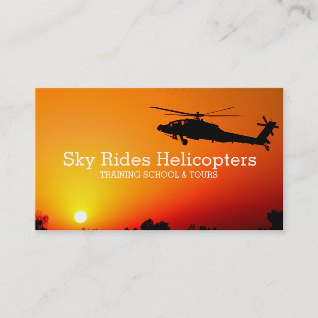 Carte De Visite Hélicoptères Tours de formation pilote École de pi (Devant)