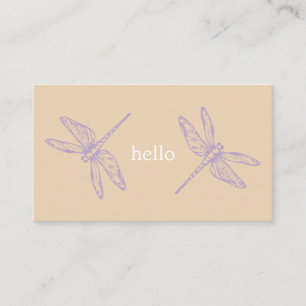 Carte De Visite Hello beige rustic dragonflies insect illustration