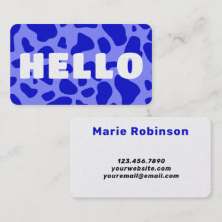 Carte De Visite HELLO Cow Print White royal blue
