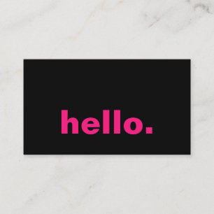 Carte De Visite Hello Hot rose Fuchsia Black Typographie personnal
