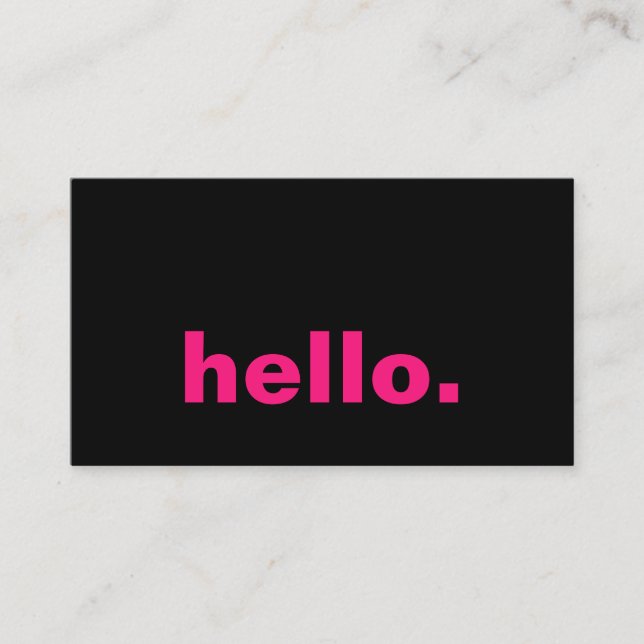 Carte De Visite Hello Hot rose Fuchsia Black Typographie personnal (Devant)