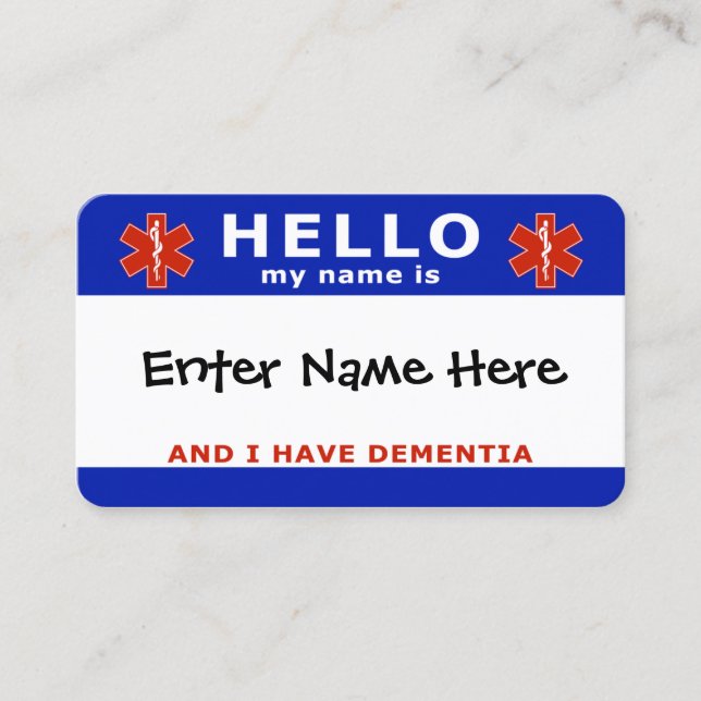 Carte De Visite HELLO j'ai des informations d'urgence sur la démen (Devant)