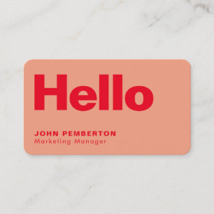 Carte De Visite Hello Retro Moderne Rouge et rose élégant tendance