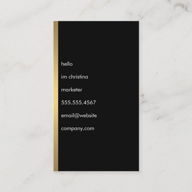 Carte De Visite Hello Simple Texte Faux Métallic Gold Trim (Devant)