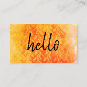 Carte De Visite Hello Watercolor Orange Weight Motif