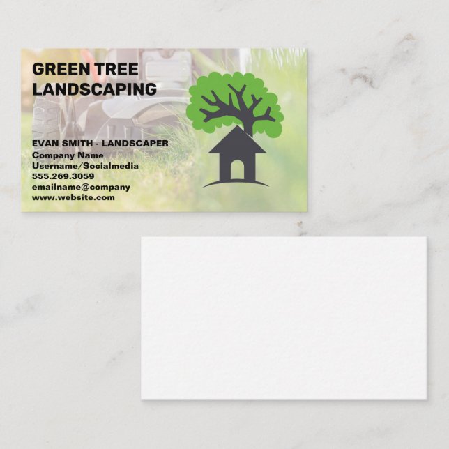 Carte De Visite Herbe coupante | Logo de l'arbre (Devant / Derrière)