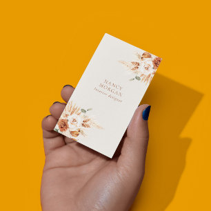 Carte De Visite Herbe de Pampas Boho Terracotta Floral