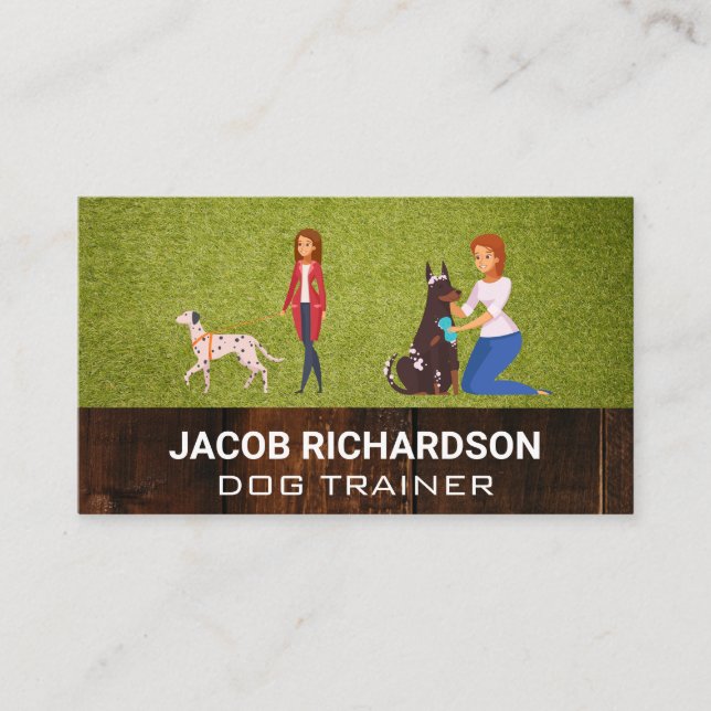 Carte De Visite Herbe de tournage | Chien marchant et nettoyant (Devant)