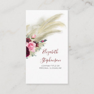 Carte De Visite Herbe des pampas Et fleurs Boho moderne de