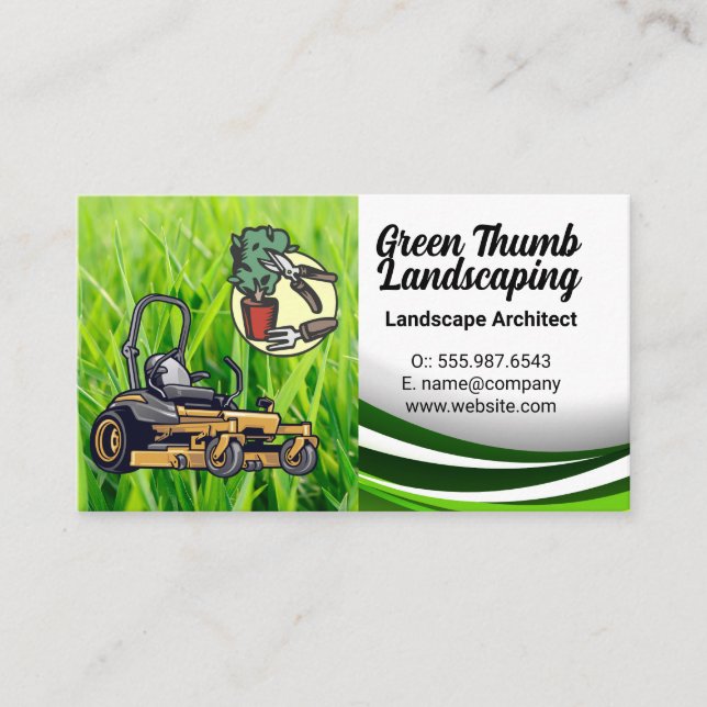 Carte De Visite Herbe | tondeuse à gazon | Outils de paysage (Devant)