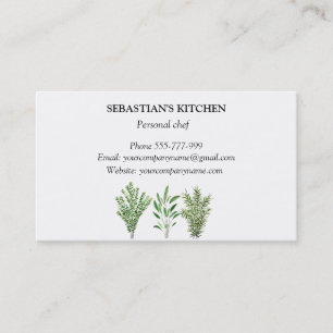 Carte De Visite Herbes de Sage de thym de romarin Chef culinaire P