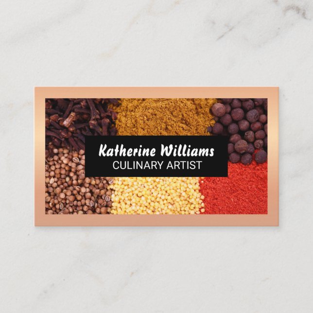 Carte De Visite Herbes et épices | Artiste culinaire (Devant)