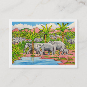 Carte De Visite Herd d'Eléphants