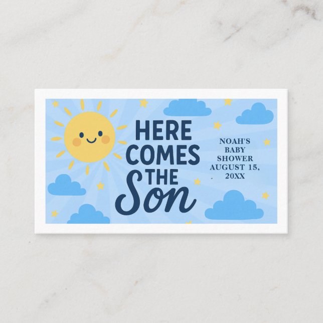 Carte De Visite Here Comes the Son Baby Shower - Sunshine  (Devant)