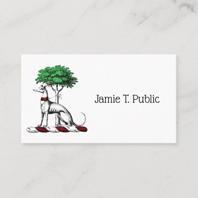 Carte De Visite Héritier de Greyhound Whippet avec arbre héraldiqu (Devant)