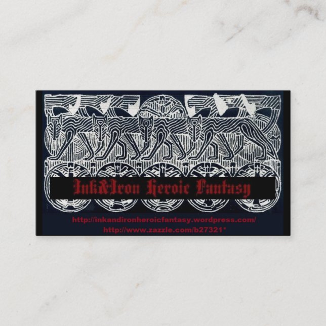 Carte de visite héroïque d'imaginaire d'Ink&Iron (Devant)