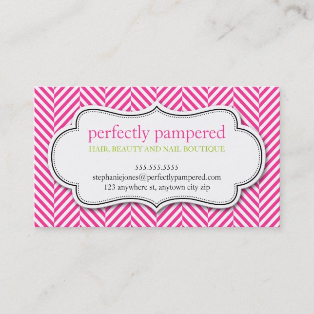 CARTE DE VISITE herringbone motif rose citron vert (Devant)