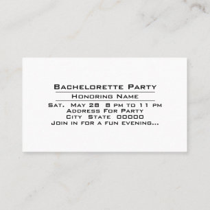 Carte De Visite Heure de la fête Bachelorette Célébration Invitati
