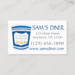 Carte De Visite Heureux de vous servir grec café Cup Diner Nourrit