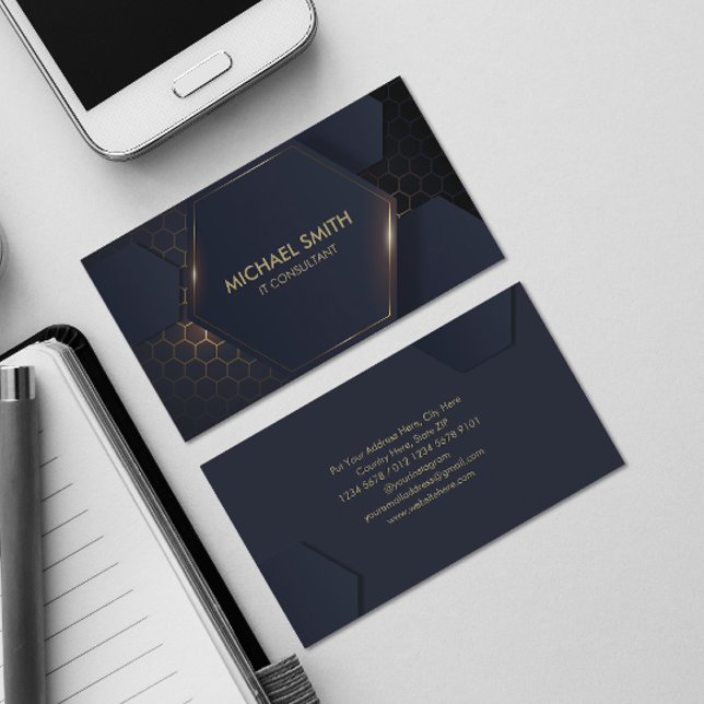 Carte de visite Hexagonal high-tech moderne (Créateur téléchargé)