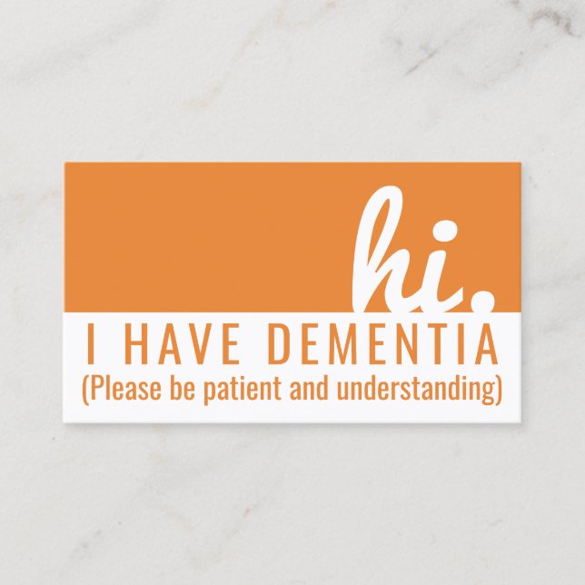 Carte De Visite hi démence et alzheimers patience badge pvc (Devant)