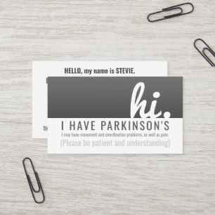 Carte De Visite hi parkinsons maladie patience pvc badge