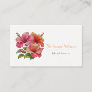 Carte De Visite Hibiscus aquarelle corail et orange 
