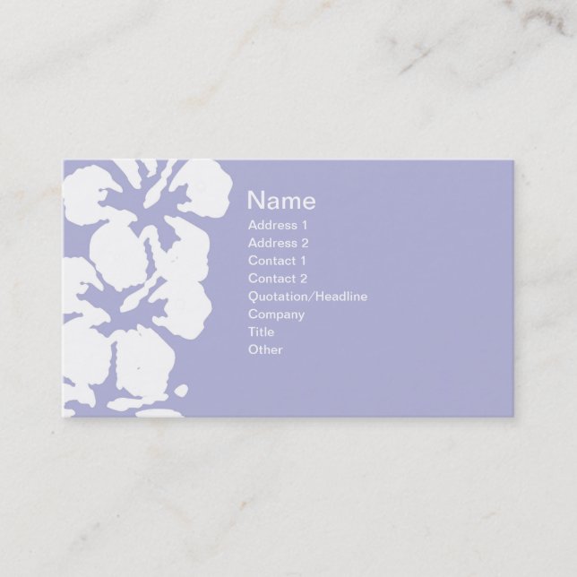 Carte De Visite Hibiscus blanc Abstrait sur la lavande (Devant)