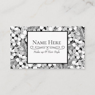 Carte De Visite hibiscus blanc et feuilles de palmiers