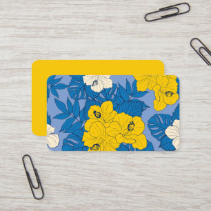 Carte De Visite Hibiscus fleurs et feuilles