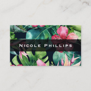 Carte De Visite Hibiscus floral tropical Feuille Tropiques hawaïen