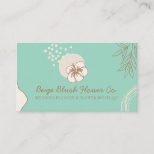 Carte De Visite Hibiscus Mariage calligraphie vert fleur