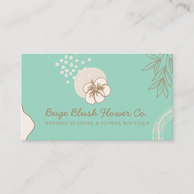 Carte De Visite Hibiscus Mariage calligraphie vert fleur (Devant)