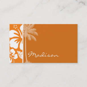 Carte De Visite Hibiscus Tropical Orange Cadmium ; Palm