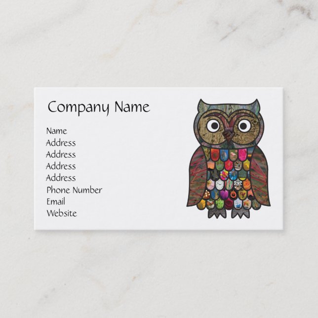 Carte De Visite Hibou de patchwork (Devant)