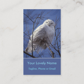 Carte De Visite Hibou de Snowy White, oiseau arctique blanc, ciel
