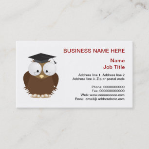 Carte De Visite Hibou d'école avec la papeterie de panneau de