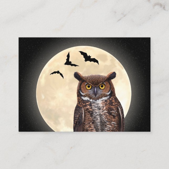 Carte De Visite Hibou et la Pleine lune (Devant)