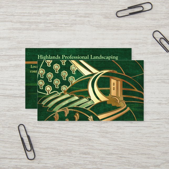 Carte De Visite Highlands 1 SERVICE D'ARBRE DE PAYSAGE Celtique (Devant/Arrière en situation)